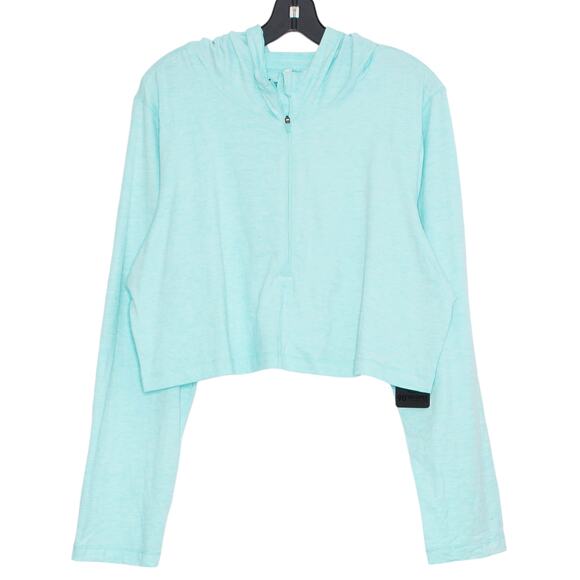 NWT 90 Degrees Cropped Hoodie 1/2 Zip Y2K Athleisure Minimalist Lounge Blue XL - Picture 1 of 5